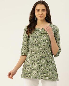 women floral print straight tunic