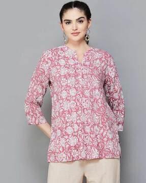 women floral print straight tunic