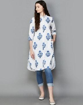 women floral print straight tunic