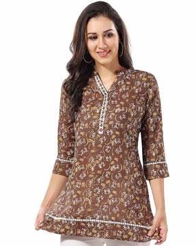 women floral print straight tunic