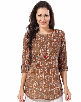 women floral print straight tunic