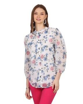 women floral print straight tunic