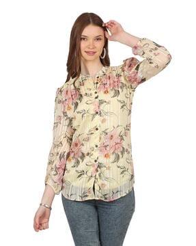 women floral print straight tunic