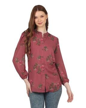 women floral print straight tunic