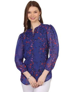 women floral print straight tunic