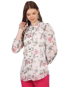 women floral print straight tunic