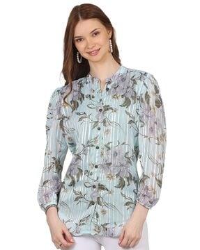 women floral print straight tunic