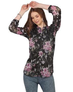 women floral print straight tunic