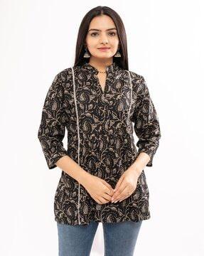 women floral print straight tunic