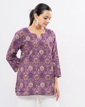 women floral print straight tunic