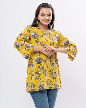 women floral print straight tunic