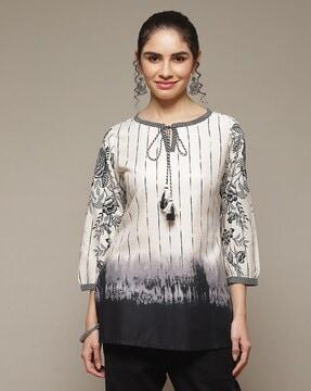 women floral print straight tunic