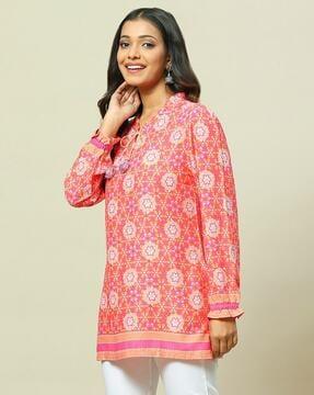 women floral print straight tunic