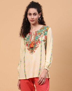 women floral print straight tunic