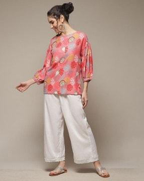 women floral print straight tunic