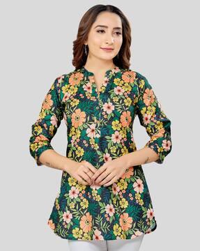 women floral print straight tunic