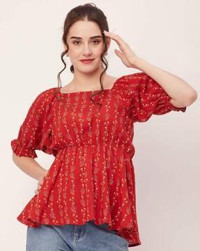 women floral print stylised fit top