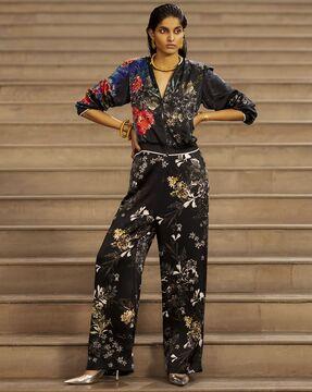 women floral print tailored fit bomber jacket