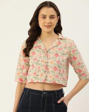 women floral print tailored fit shirt