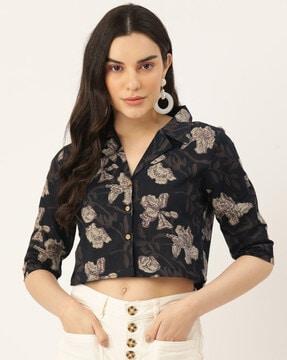 women floral print tailored fit top