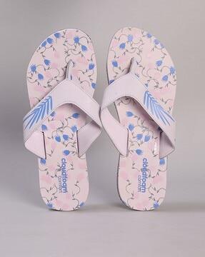 women floral print thong-strap flip-flops