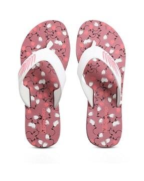 women floral print thong-strap flip-flops