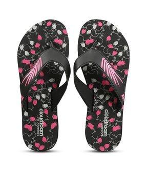 women floral print thong-strap flip-flops