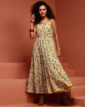 women floral print tiered dress