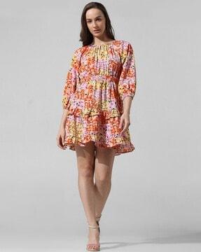 women floral print tiered dress