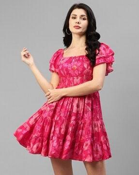 women floral print tiered dress