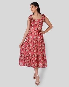 women floral print tiered dress