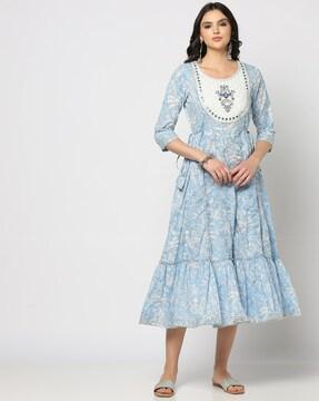 women floral print tiered dress