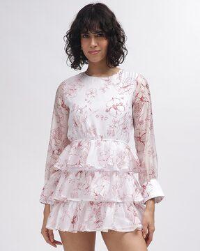 women floral print tiered dress