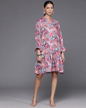 women floral print tiered dress