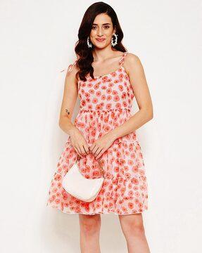 women floral print tiered dress