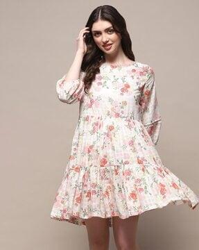 women floral print tiered dress