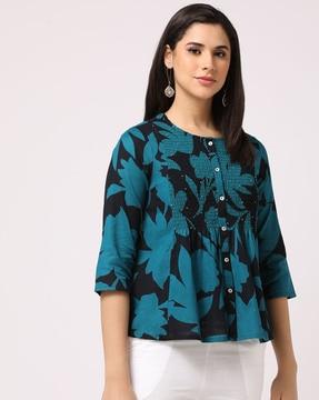 women floral print top