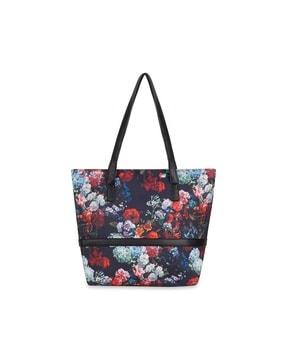 women floral print tote bag with double handle