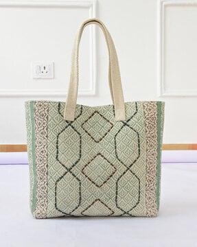 women floral print tote bag with dual handles