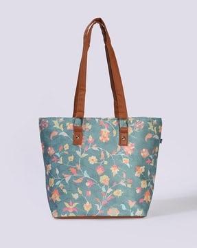 women floral print tote bag