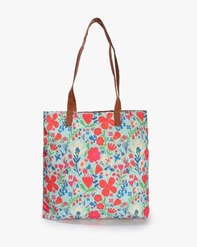 women floral print tote bag