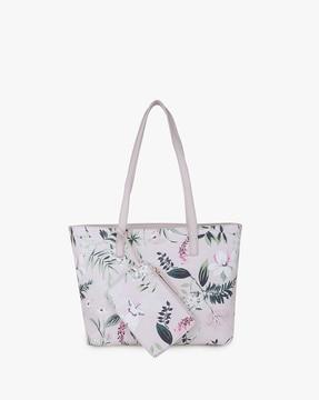 women floral print tote bag