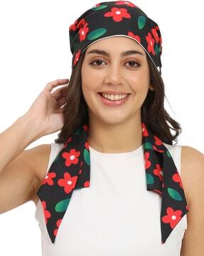 women floral print turban style bandana scarf