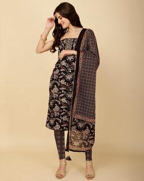 women floral print unstitched dress material