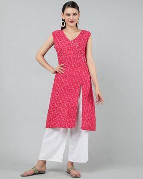 women floral print v-neck a-line kurta