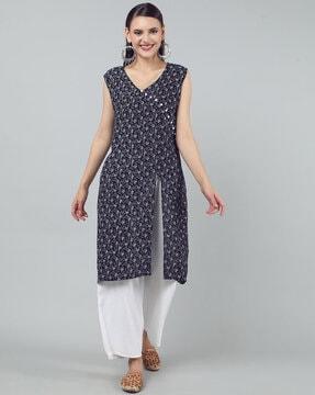 women floral print v-neck a-line kurta