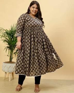 women floral print v-neck anarkali kurta