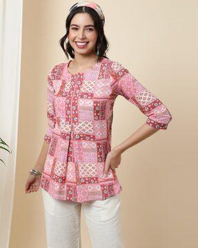 women floral print v-neck regular fit tunic