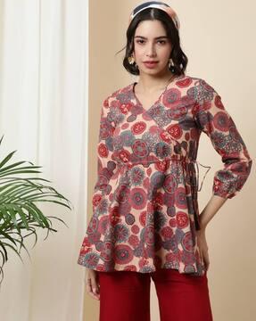 women floral print v-neck regular fit tunic