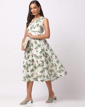 women floral print wrap dress